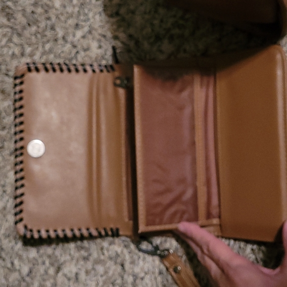 NEW-Boot Barn-Western style hand bag w wristlet/trifold wallet-Brown leather - Picture 5 of 6